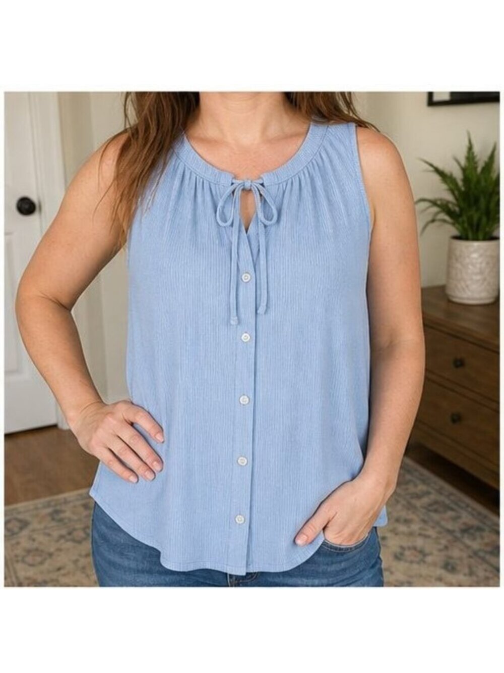 Blue Puff Sleeve Top